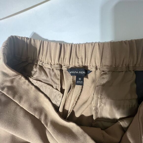 Banana Republic Pants Women's 10 Brown Stretch Slash Pockets Tapered Leg Pull-On - Picture 4 of 13